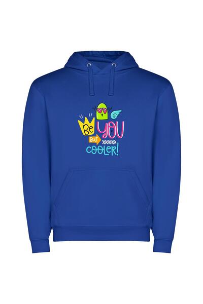 iLovePrints Fancy Cool Sticker Art Φούτερ με κουκούλα σε χρώμα Μπλε