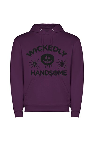iLovePrints Whacky Jack-O-Lantern Elegance Φούτερ με κουκούλα σε χρώμα Μωβ