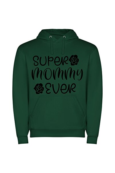 iLovePrints Super Mom SVG Art Φούτερ με κουκούλα σε χρώμα Πράσινο