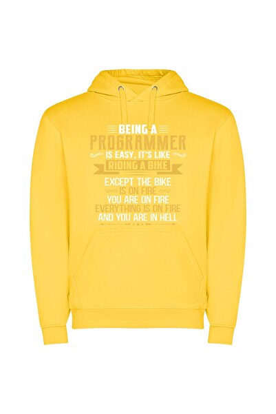 iLovePrints Fiery Programmer's Bicycle Journey Φούτερ με κουκούλα σε χρώμα Κί...