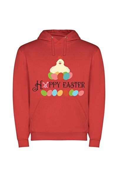 iLovePrints Eggcellent Easter Extravaganza! Φούτερ με κουκούλα σε χρώμα Κόκκινο
