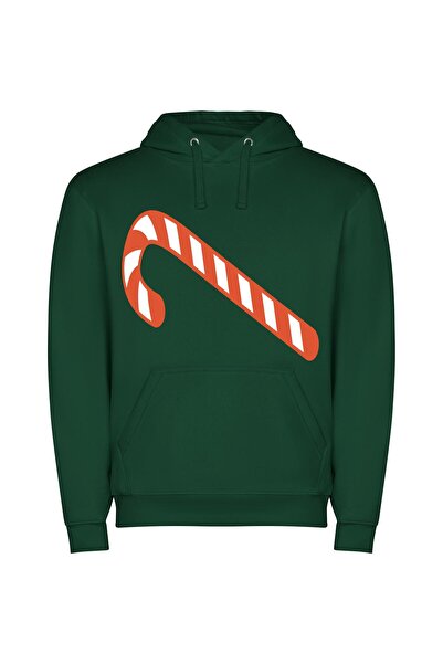 iLovePrints Candy Cane Dreamland Φούτερ με κουκούλα σε χρώμα Πράσινο