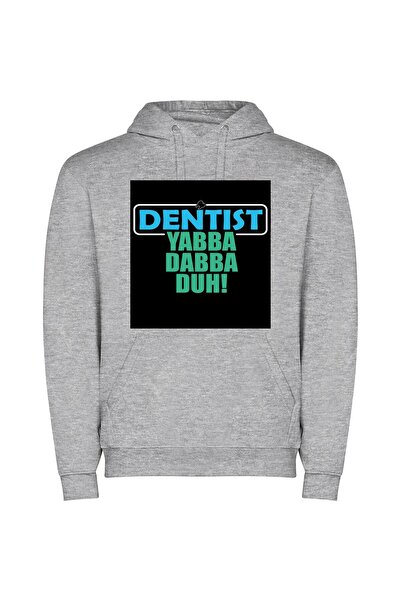 iLovePrints Colorful Dentist Sticker Madness Φούτερ με κουκούλα σε χρώμα Γκρι