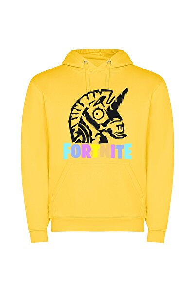 iLovePrints Fortnite's Equine Artistry Φούτερ με κουκούλα σε χρώμα Κίτρινο