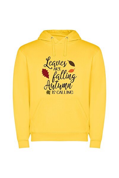 iLovePrints Enchanted Fall Foliage Φούτερ με κουκούλα σε χρώμα Κίτρινο