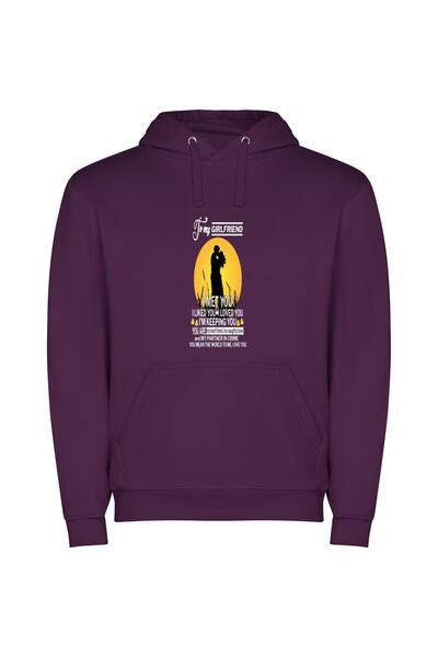 iLovePrints Sunset Embrace: Love Bliss Φούτερ με κουκούλα σε χρώμα Μωβ