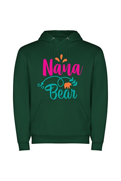 iLovePrints Grandma's Bear Logo Φούτερ με κουκούλα σε χρώμα Πράσινο