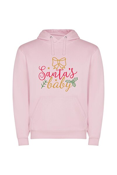 iLovePrints Merry Santa's Baby Joys Φούτερ με κουκούλα σε χρώμα Ροζ