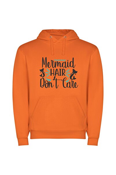 iLovePrints Mermaid Vibes Only Φούτερ με κουκούλα σε χρώμα Πορτοκαλί