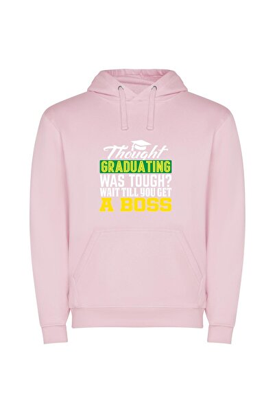 iLovePrints Emerald Graduation Journey Φούτερ με κουκούλα σε χρώμα Ροζ