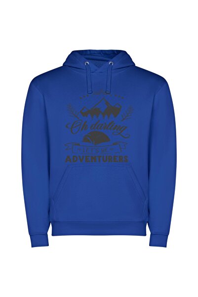 iLovePrints Mountain Adventurers: Official Art Φούτερ με κουκούλα σε χρώμα Μπλε
