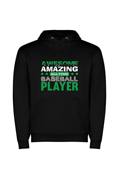 iLovePrints Stunning Baseball Awesome Player Φούτερ με κουκούλα σε χρώμα Μαύρο