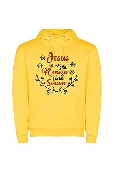 iLovePrints Sacred Season's Greetings Φούτερ με κουκούλα σε χρώμα Κίτρινο