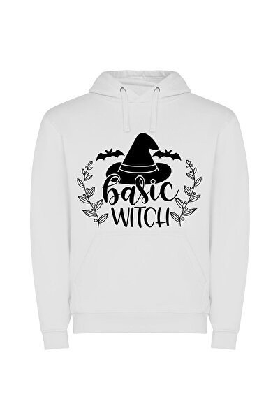 iLovePrints Witchy Chic Hat Collection Φούτερ με κουκούλα σε χρώμα Λευκό