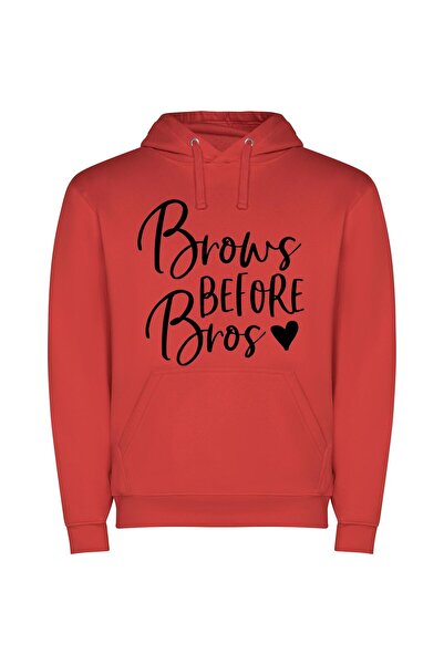 iLovePrints Brows over Bros: Elegantly Defined Φούτερ με κουκούλα σε χρώμα Κό...