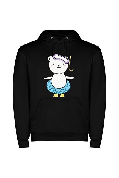 iLovePrints Dancing Water Bear Fiesta Φούτερ με κουκούλα σε χρώμα Μαύρο