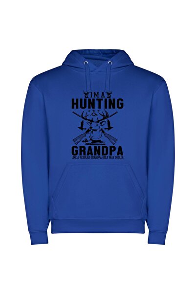 iLovePrints Grandpa, Hunting Legend Φούτερ με κουκούλα σε χρώμα Μπλε