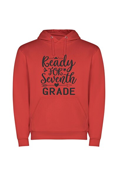 iLovePrints Grade 7: Ready-Made Print Φούτερ με κουκούλα σε χρώμα Κόκκινο