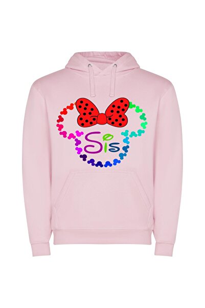 iLovePrints Sis in Disney Style Φούτερ με κουκούλα σε χρώμα Ροζ