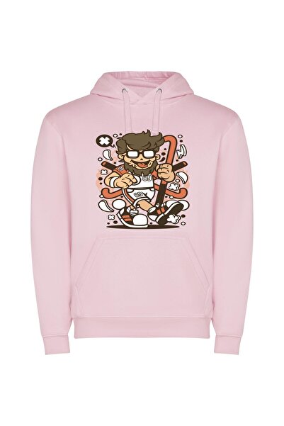 iLovePrints Artistic Sports Man Φούτερ με κουκούλα σε χρώμα Ροζ