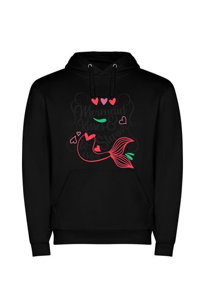 iLovePrints Enchanting Mermaid Kisses Φούτερ με κουκούλα σε χρώμα Μαύρο