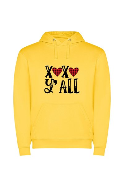 iLovePrints Full Flannel Fancy Love Φούτερ με κουκούλα σε χρώμα Κίτρινο