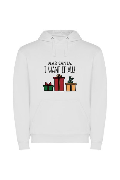 iLovePrints All I Want for Christmas Φούτερ με κουκούλα σε χρώμα Λευκό