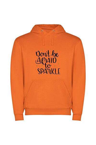 iLovePrints Sparkle, Shine, Embrace It Φούτερ με κουκούλα σε χρώμα Πορτοκαλί