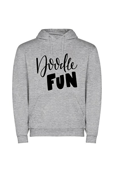 iLovePrints Inked Mobile Doodle Fun Φούτερ με κουκούλα σε χρώμα Γκρι