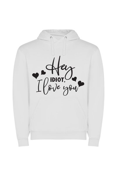iLovePrints Monochrome Love Confession Φούτερ με κουκούλα σε χρώμα Λευκό