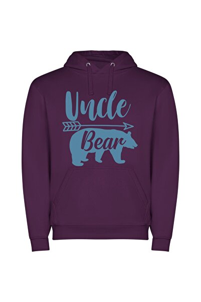 iLovePrints Uncle Bear's Masterpiece Φούτερ με κουκούλα σε χρώμα Μωβ