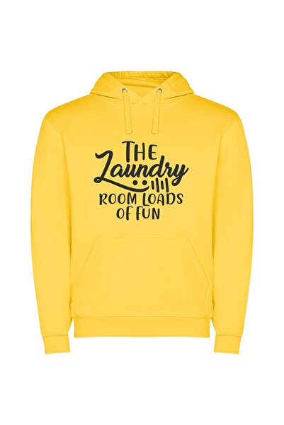 iLovePrints Joyful Laundry Hangout Φούτερ με κουκούλα σε χρώμα Κίτρινο