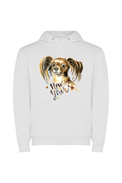 iLovePrints Dazzling Digital Doggie Delight Φούτερ με κουκούλα σε χρώμα Λευκό