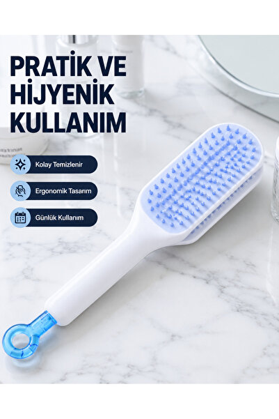 alemdarshop فرشاة شعر ذاتية التنظيف – تصميم مريح، تدليك فعال، مضادة للتجعد