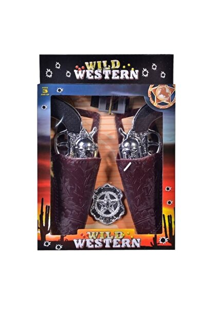 AVA Set de jucarie pentru copii, model 2 arme de cowboy cu husa si insigna