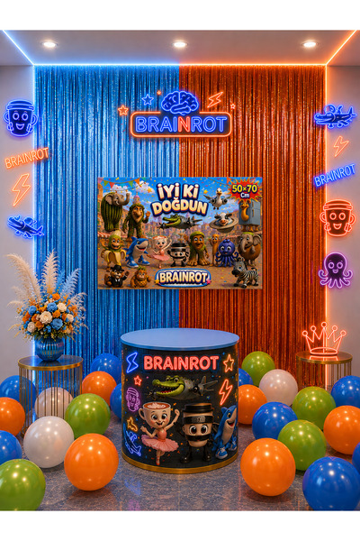 snowparty Tung Tung Tung Sahur Italian Brainrot Decor Curtain Birthday Party ...