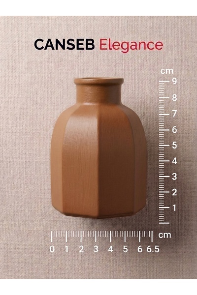 CANSEB Elegance 9x6.5 سم - لون الشوكولاتة - مزهرية صغيرة ثمانية الأضلاع - مصن...