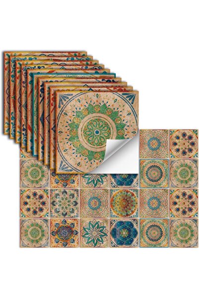 JOYZZZ Wall Decals, 24 Pieces Self-Adhesive Mandala Tile Decals, 10x10 cm Squ...