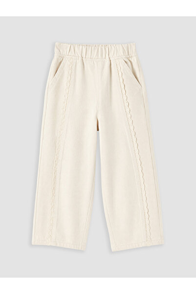 LC Waikiki Rmz Gi̇yi̇m Farkiyla Wide-Leg Lace Detailed Girls' Trousers