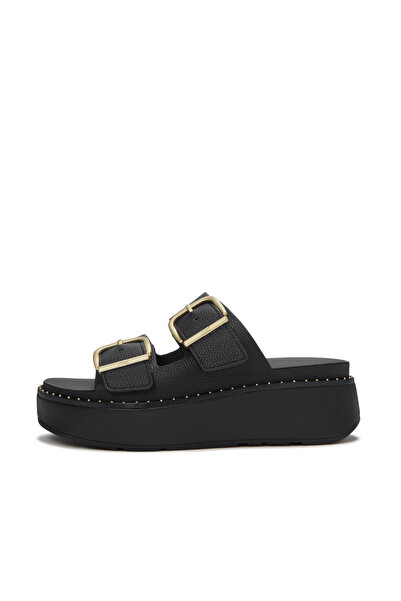 Fitflop Women's Gen-FF Max Buckle Tumbled-Leather Two-Bar Slides