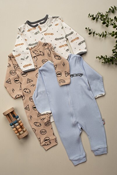 ENİA BABY Baby Boy Zippered 100% Cotton 9/12/18 Months 3 Piece Jumpsuit Set