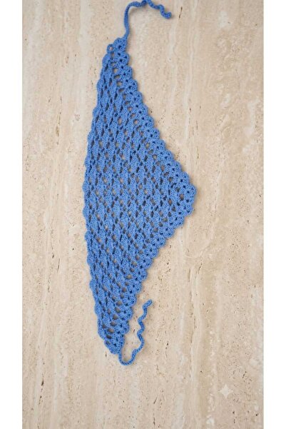 BE Tiny Joy El Yapımı Mavi Örgü Saç Bandanası Handmade