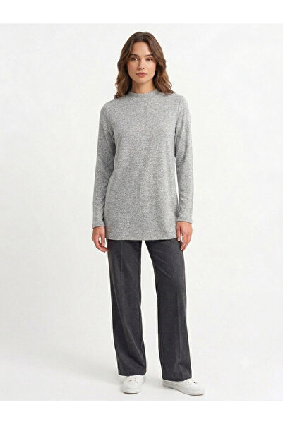 Neden Tekstil Women's Long Sleeve Knitwear Blouse - Gray
