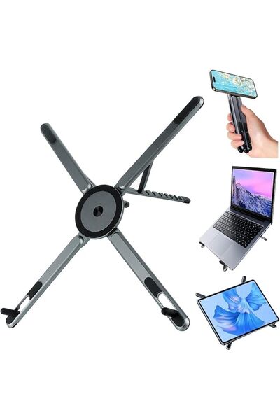 KASTWAVE Foldable Laptop Stand for Desk, 8-Angle Adjustable Aluminum Portable...