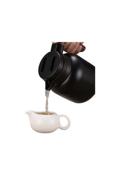 desselan Insulated Vacuum Jug with Tea Filter – 1.2L Stainless Steel Thermal Coffee Carafe with Push Button & Non-Slip Base, Black
