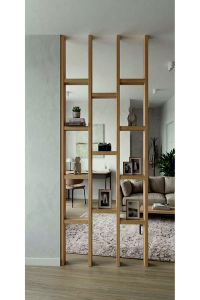 Tiydem Masif Ahşap Raflı Oda Ayırıcı Seperatör Duvar Dekor Paravan 60x250 cm