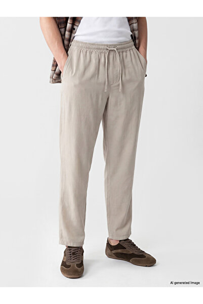 LC Waikiki Peak New Season Gray Relax Fit Linen Look Men's Trousers