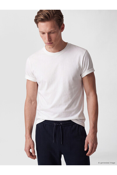 LC Waikiki Vizyon New Season White Crew Neck Men's T-Shirt