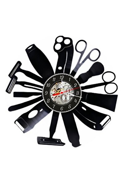 OEM Ceas de perete decorativ din disc de vinil, Model Frizerie, Instrumente d...
