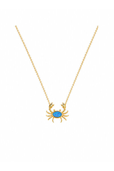 Sade Accessory Mavi Opal Taşlı Yengeç Kolye